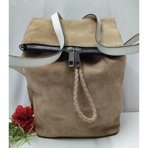 Rag & Bone Loner Nude Brown Suede Leather Trim Drawstring Backpack Purse - $650